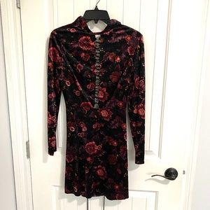 Velvet Floral Long Sleeve Dress